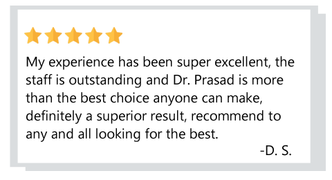 patient review on Hair Regeneration Center experience at Vienna, VA office - My experience has been super excellent, the staff is outstanding and Dr. Prasad is more than the best choice anyone can make.