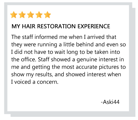 Staff showed a genuine interest in me and getting the most accurate pictures to show my results, and showed interest when I voiced a concern. Reviewer: Aski